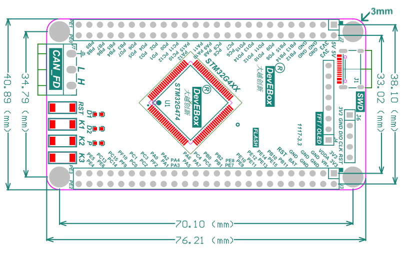 Mạch phát triển vi điều khiển STM32G474VET6 ARM Cortex-M4
