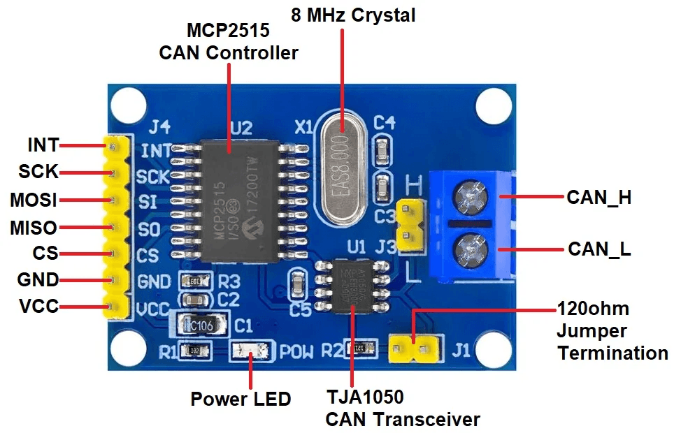 Mạch giao tiếp CAN Bus MCP2515 + TJA1050