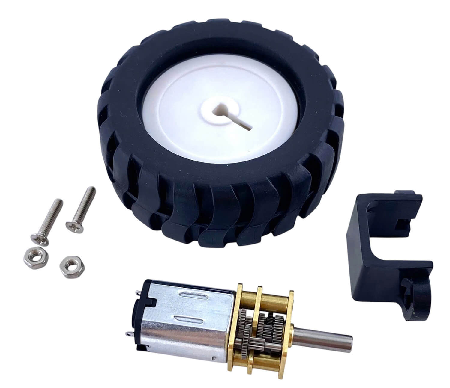 Bộ động cơ DC giảm tốc GA12 N20 kèm gá bắt và bánh xe