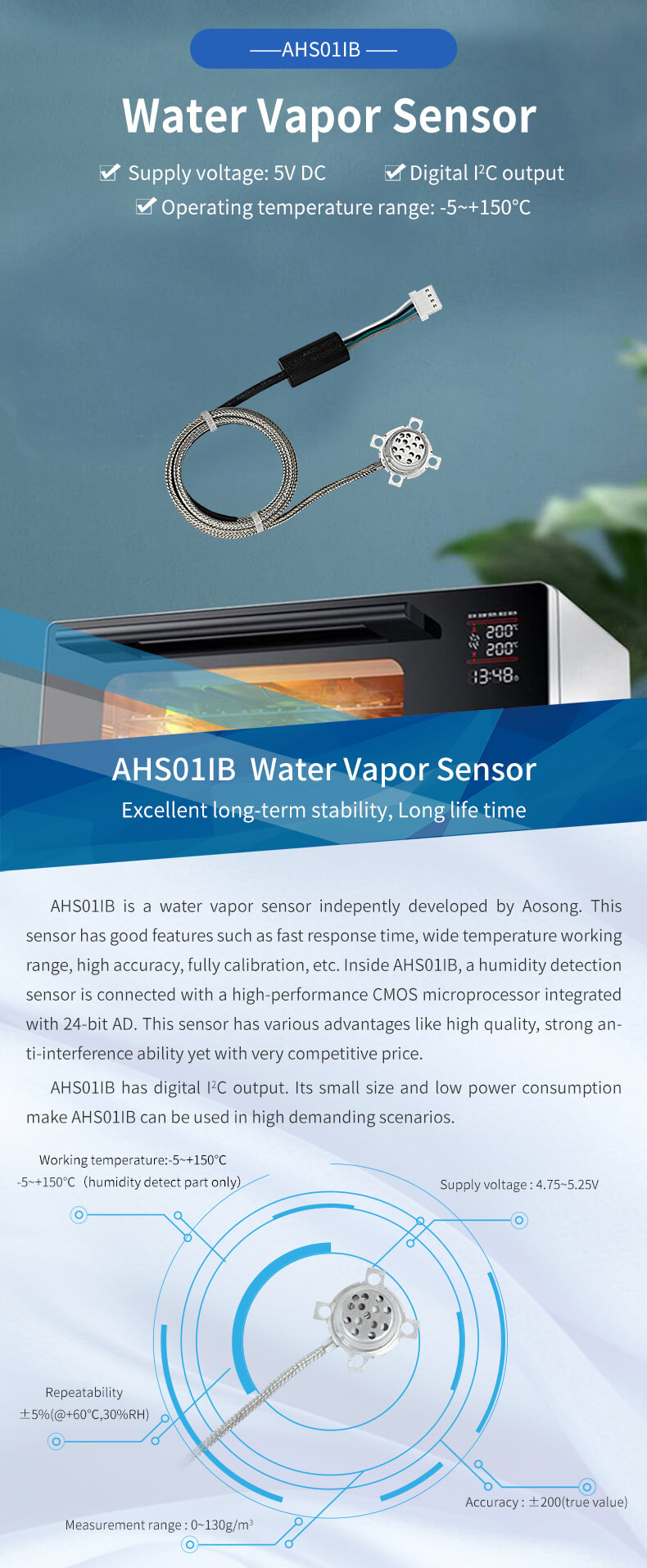 Cảm biến hơi nước AHS01IB Water Vapor Sensor chính hãng ASAIR
