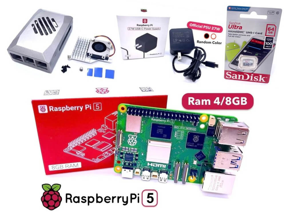 Combo Raspberry Pi 5 RAM 4/8GB nguồn chính hãng