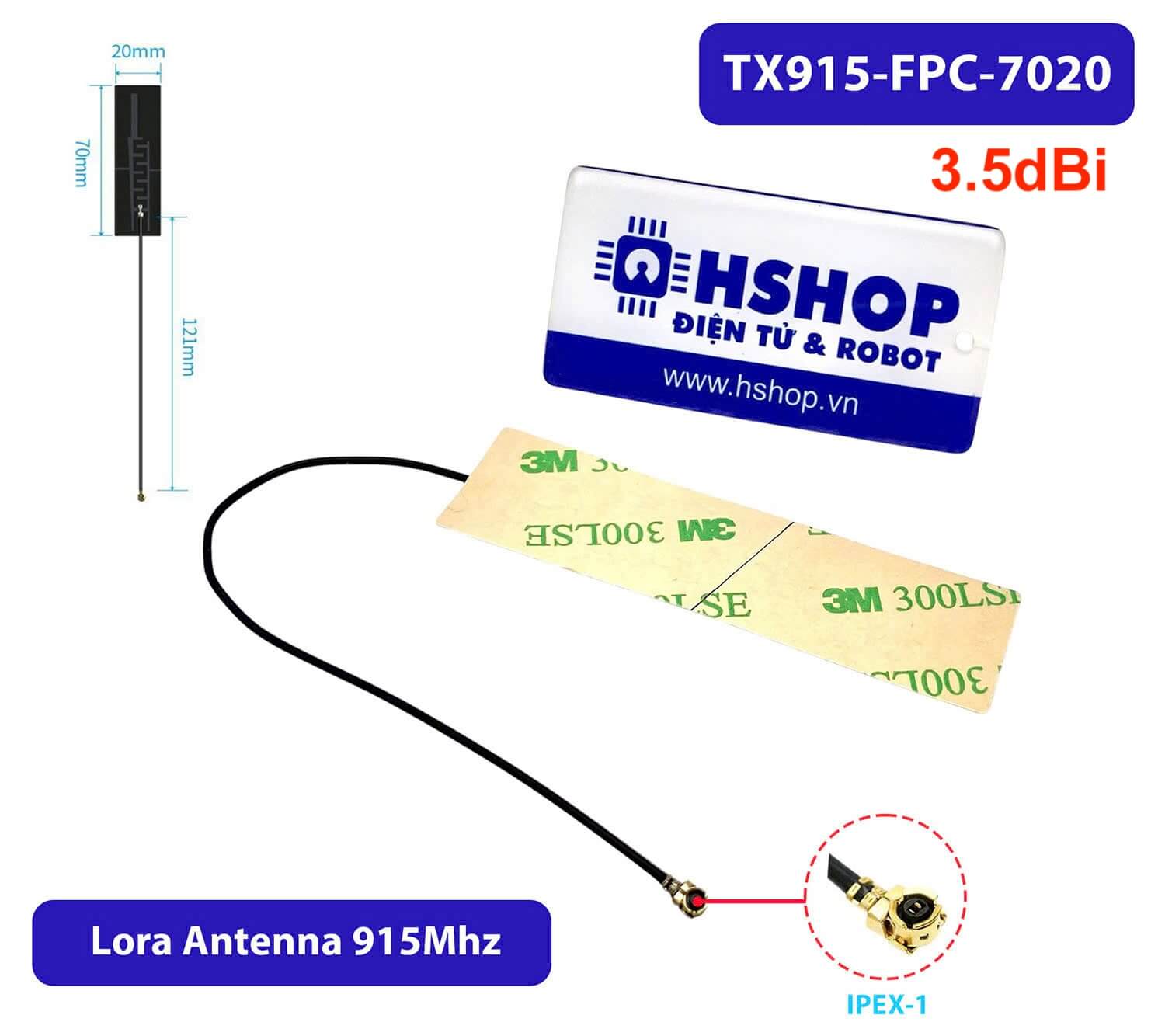 Anten Lora 915Mhz 3.5dBi 70*20mm FPC Ipex TX915-FPC-7020 Antenna Ziisor