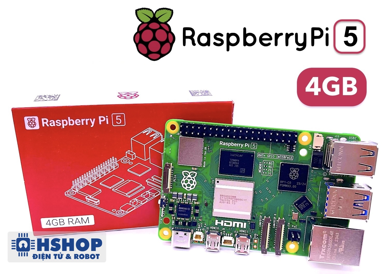 Máy tính Raspberry Pi 5 RAM 4GB (Made in UK)