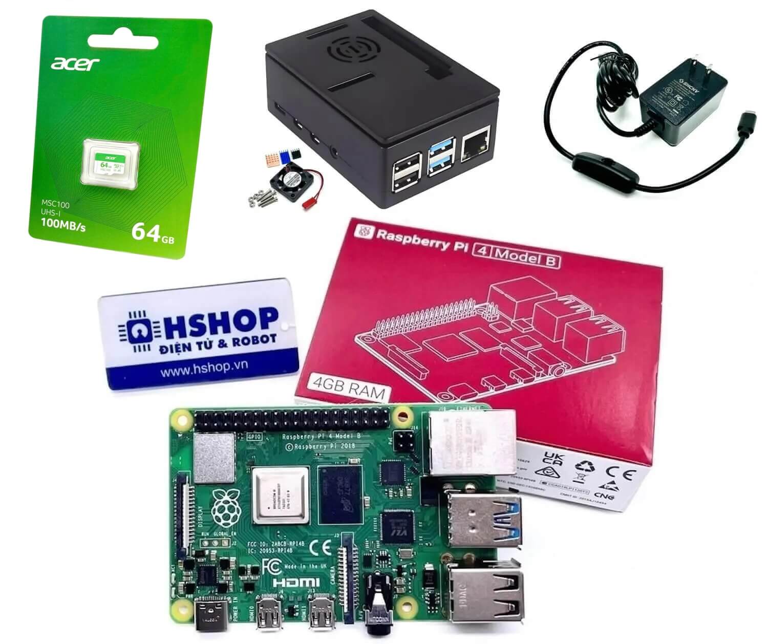 Combo Raspberry Pi 4 Model B Basic Kit