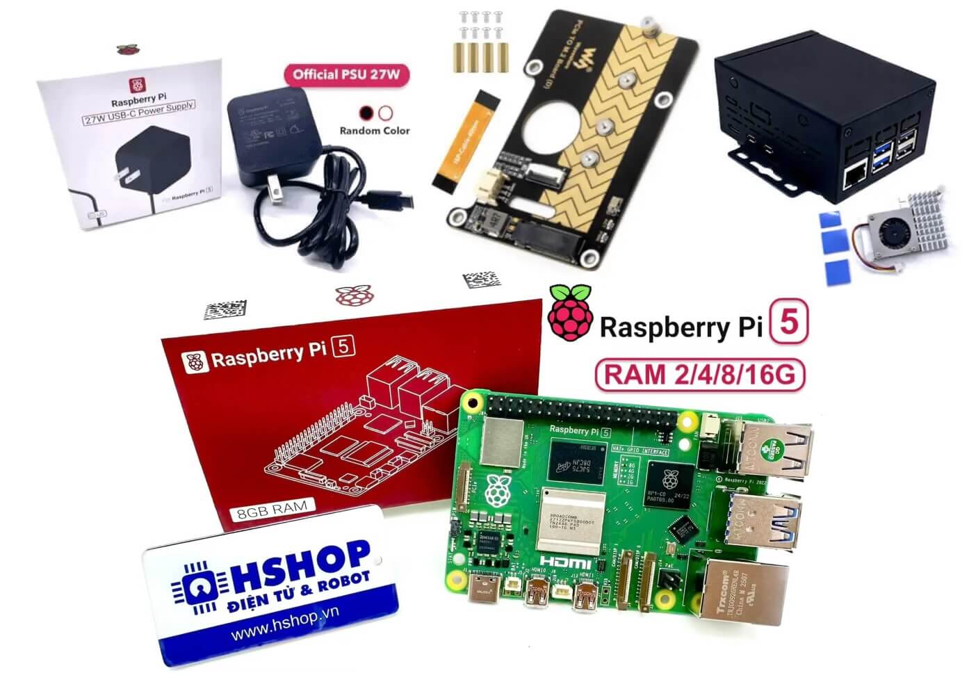 Combo Raspberry Pi 5 SSD M.2 Pro Kit RAM 2/4/8/16GB