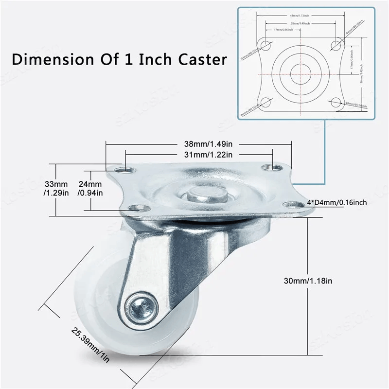 Bánh xe xoay đa hướng bằng nhựa PP 25mm Caster Wheel