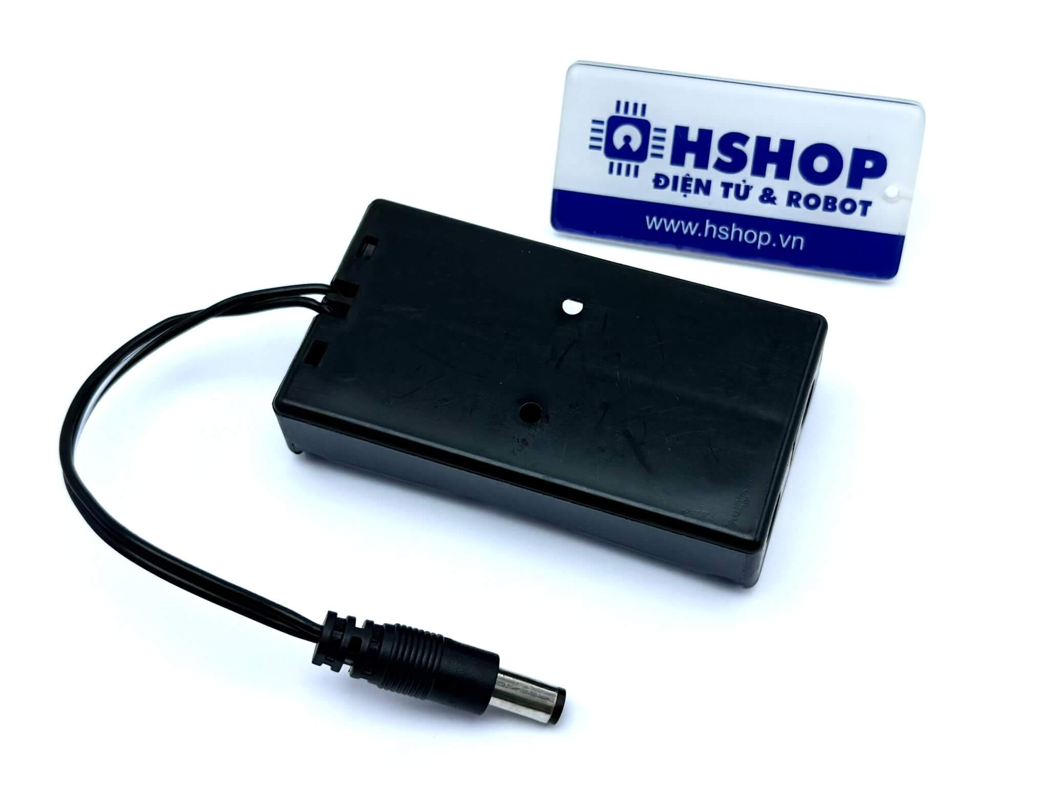 Hộp pin 2 x 18650 nối tiếp kèm giắc DC 5.5 x 2.1mm