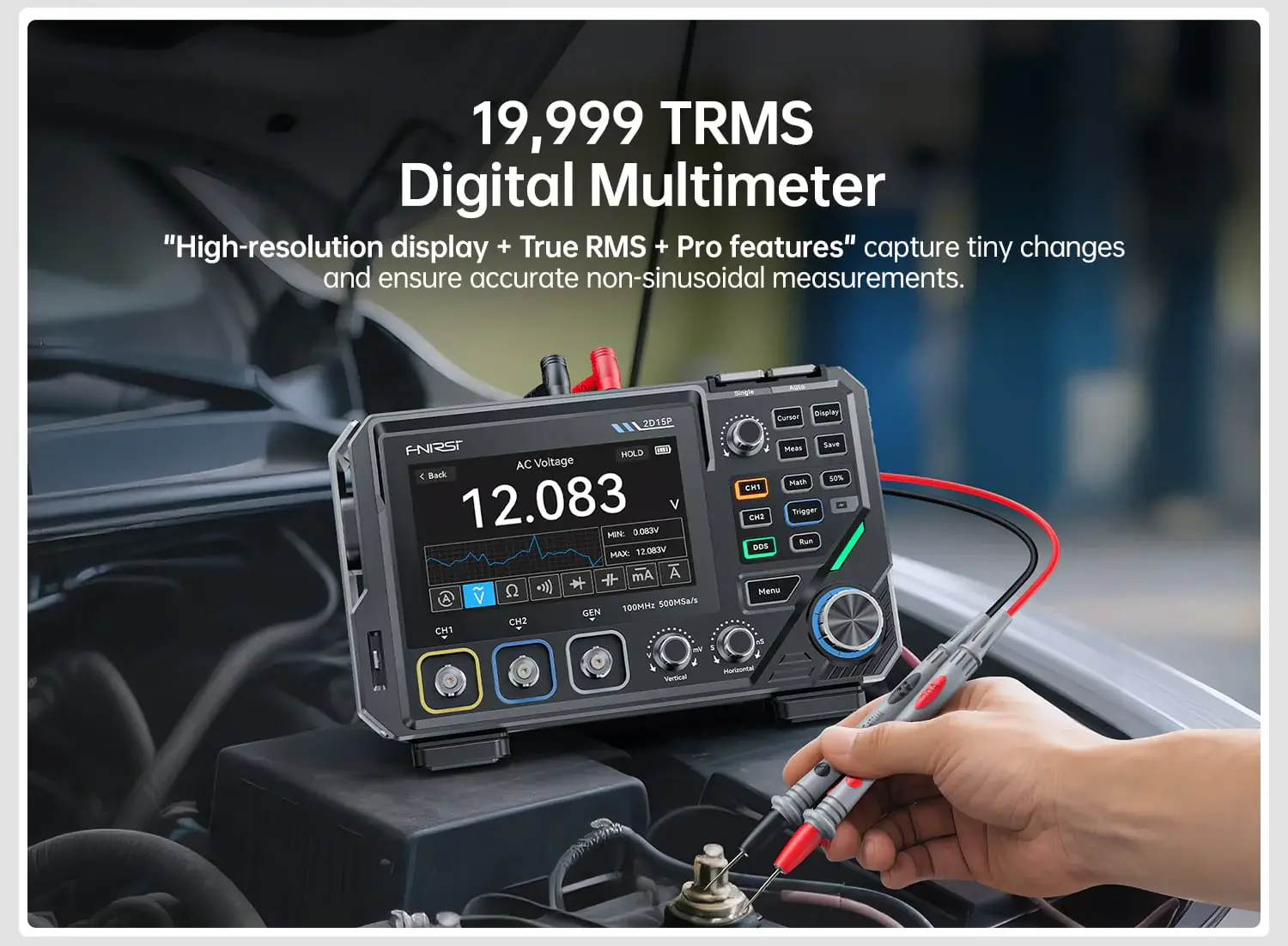 Máy đo hiện sóng FNIRSI® 2D15P 3-in-1 Benchtop 2CH 100MHz Phosphor Oscilloscope Multimeter