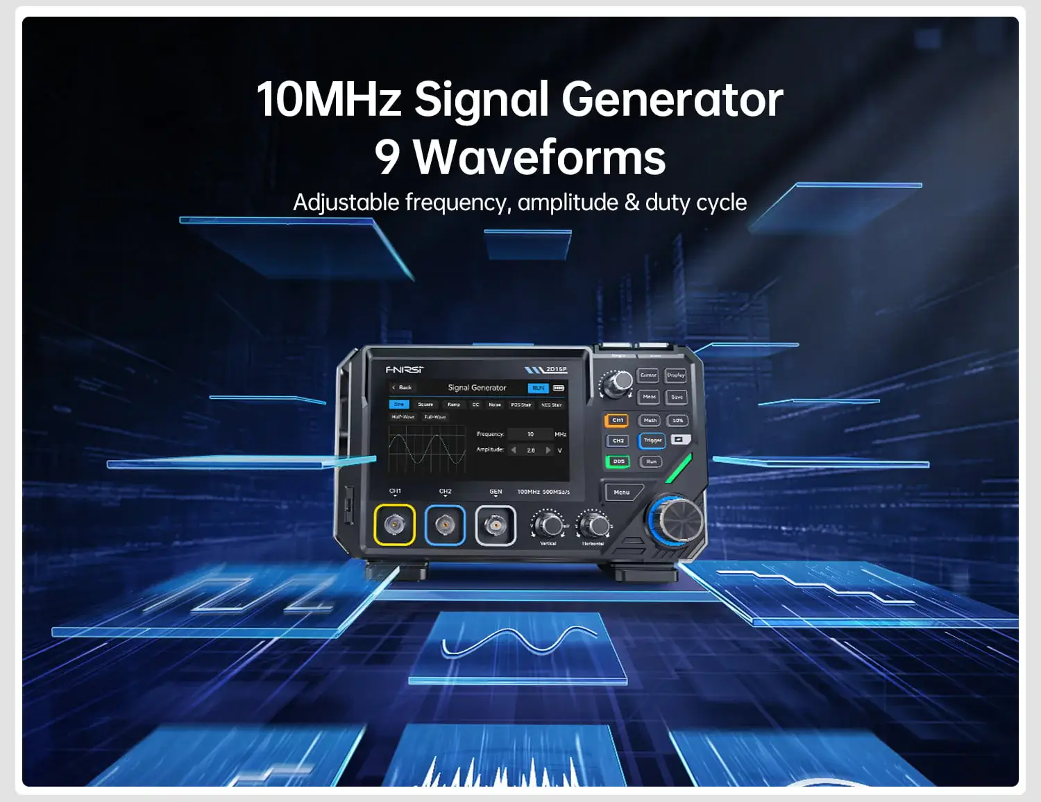 Máy đo hiện sóng FNIRSI® 2D15P 3-in-1 Benchtop 2CH 100MHz Phosphor Oscilloscope Multimeter
