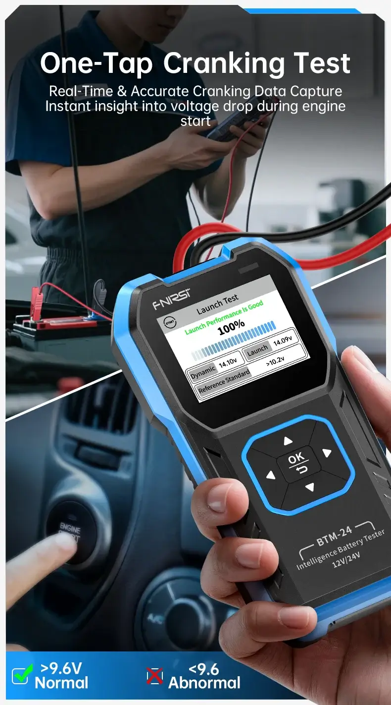 Máy kiểm tra ắc quy ô tô FNIRSI® BTM-24 2000A CCA Multi-Function 12V/24V Car Battery Tester