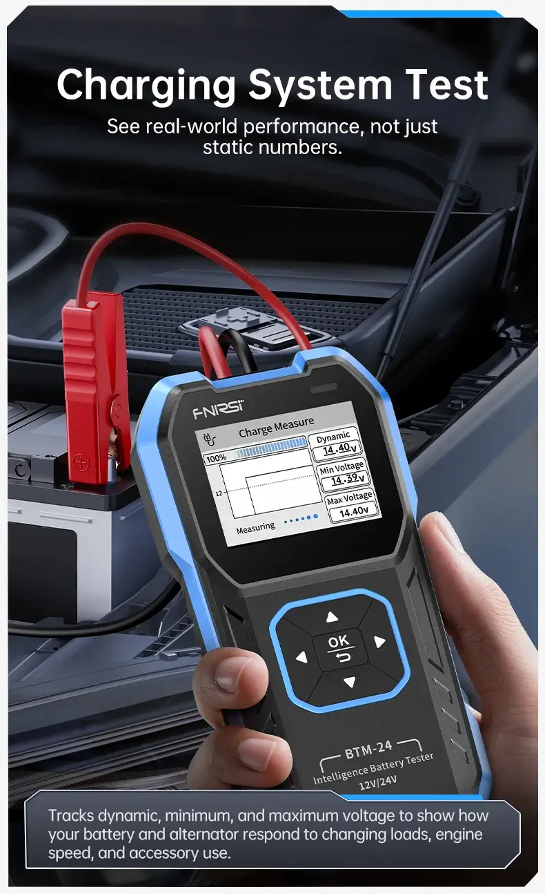 Máy kiểm tra ắc quy ô tô FNIRSI® BTM-24 2000A CCA Multi-Function 12V/24V Car Battery Tester
