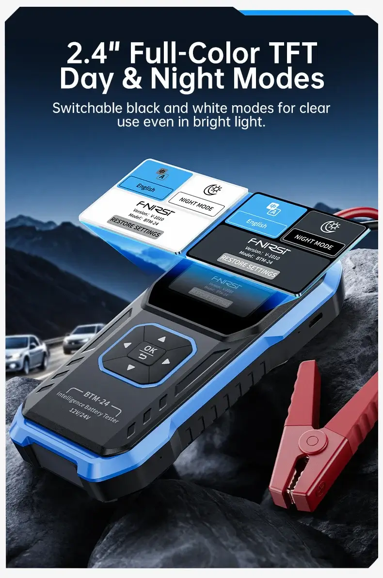 Máy kiểm tra ắc quy ô tô FNIRSI® BTM-24 2000A CCA Multi-Function 12V/24V Car Battery Tester