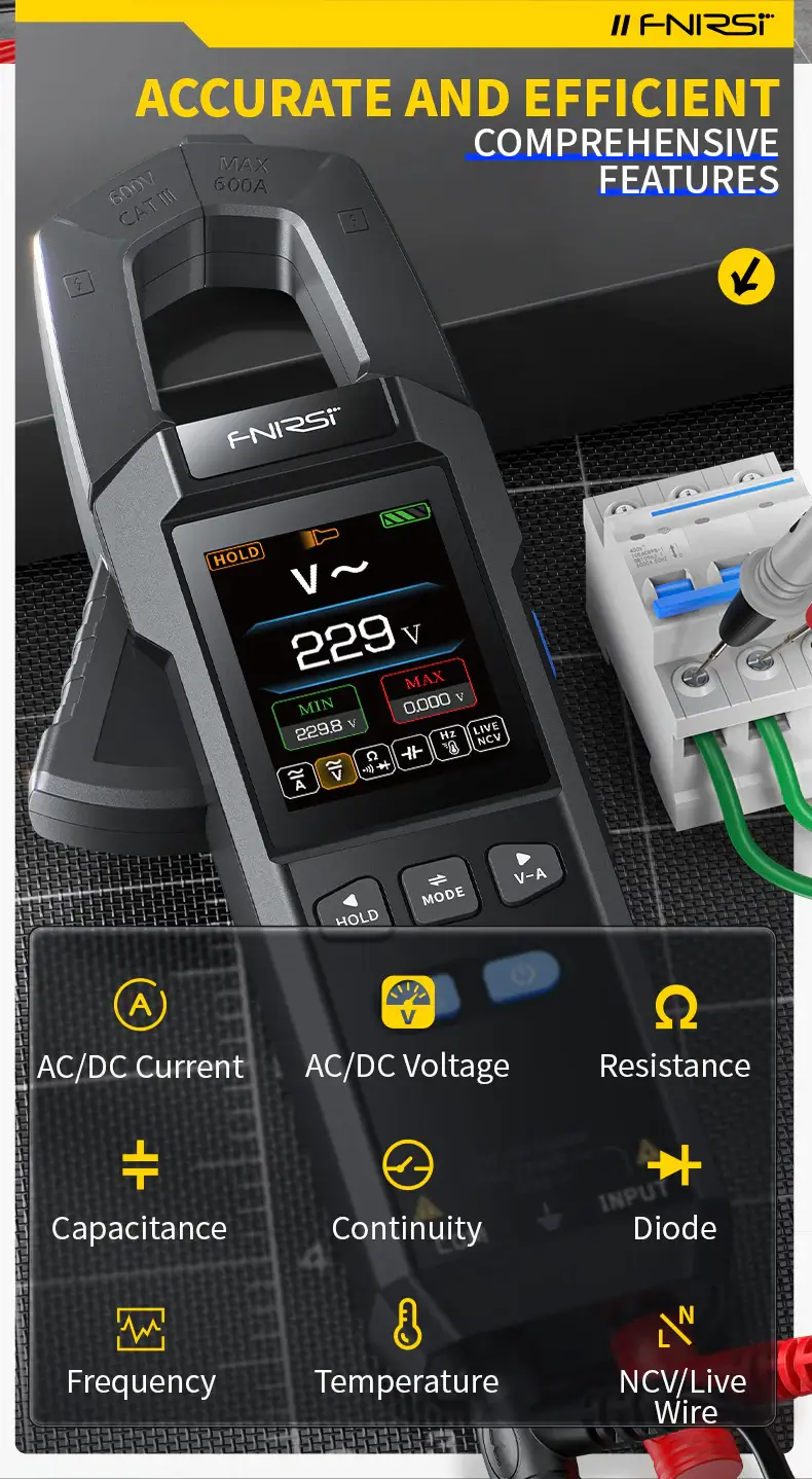 Máy đo Ampe Kìm FNIRSI® DMC-100 DC AC Current Voltage Clamp Meter