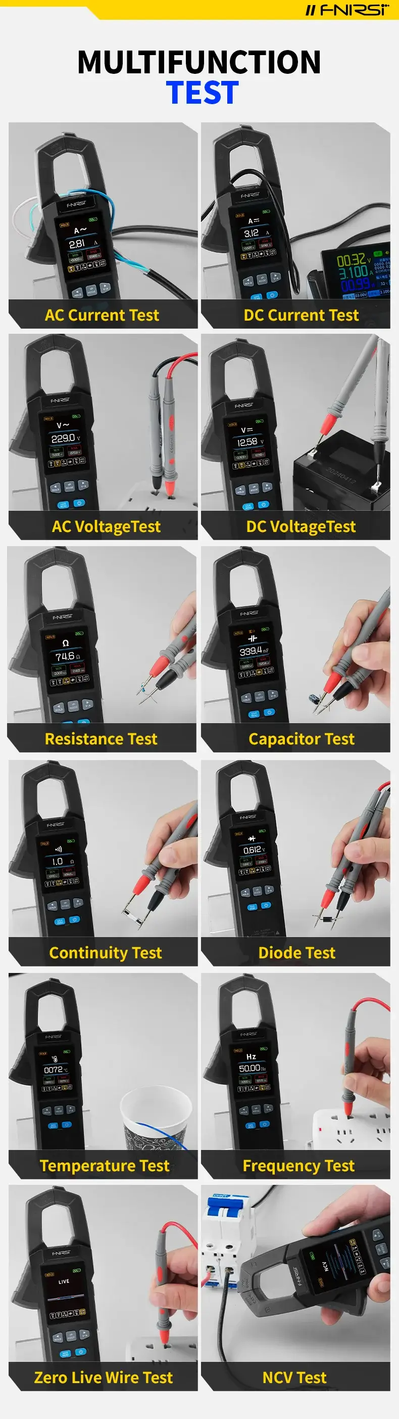 Máy đo Ampe Kìm FNIRSI® DMC-100 DC AC Current Voltage Clamp Meter