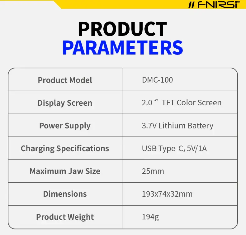Máy đo Ampe Kìm FNIRSI® DMC-100 DC AC Current Voltage Clamp Meter