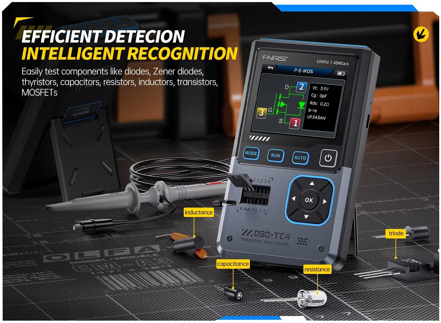 Máy đo hiện sóng FNIRSI® DSO-TC4 3-IN-1 Digital Oscilloscope + Transistor Tester + Signal Generator