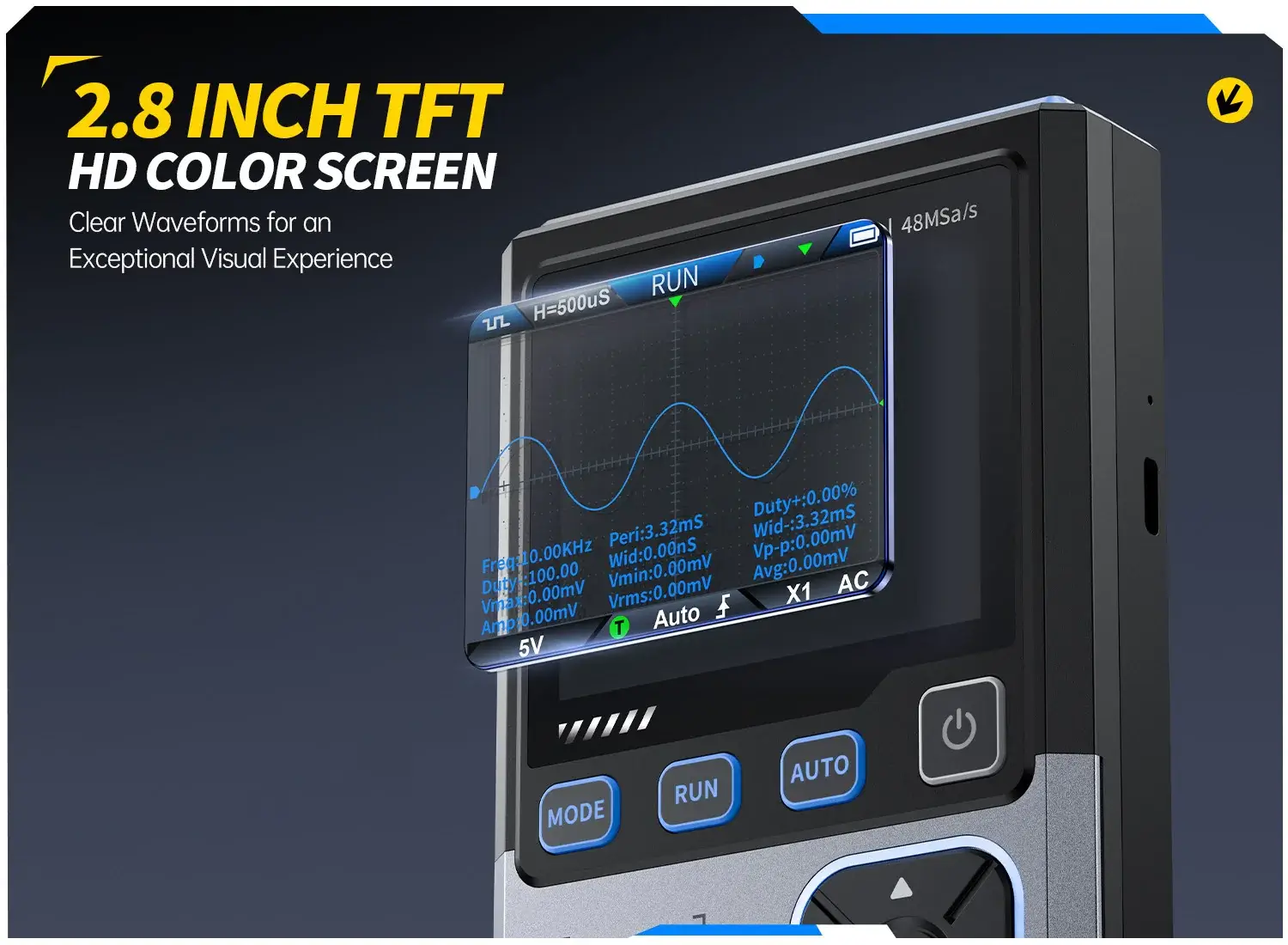 Máy đo hiện sóng FNIRSI® DSO-TC4 3-IN-1 Digital Oscilloscope + Transistor Tester + Signal Generator