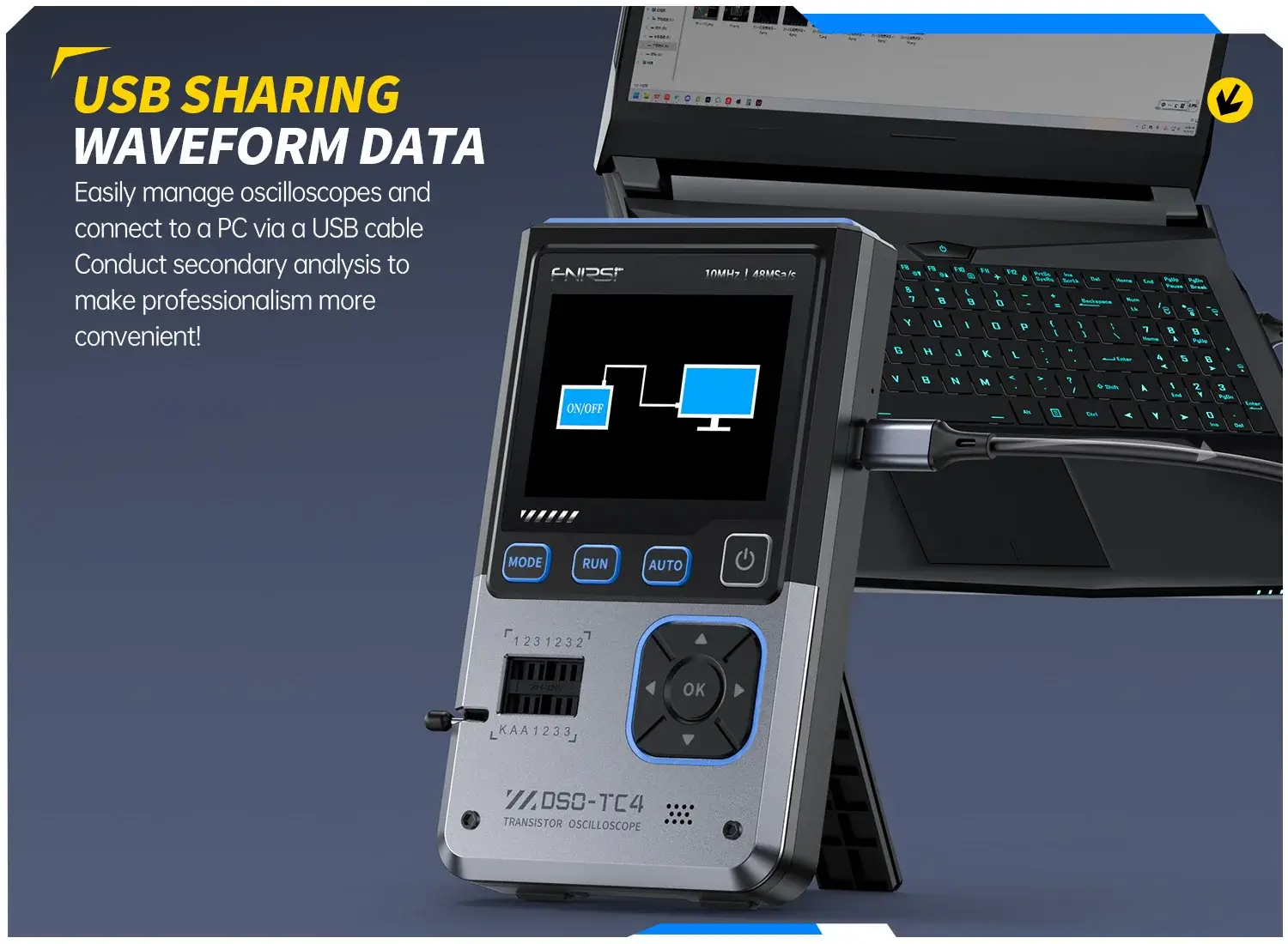 Máy đo hiện sóng FNIRSI® DSO-TC4 3-IN-1 Digital Oscilloscope + Transistor Tester + Signal Generator
