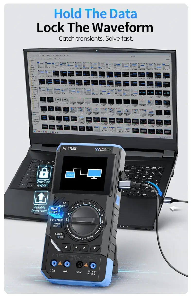 Máy đo hiện sóng FNIRSI® DST-210 Handheld 3-IN-1 Multimeter Oscilloscope Signal Generator