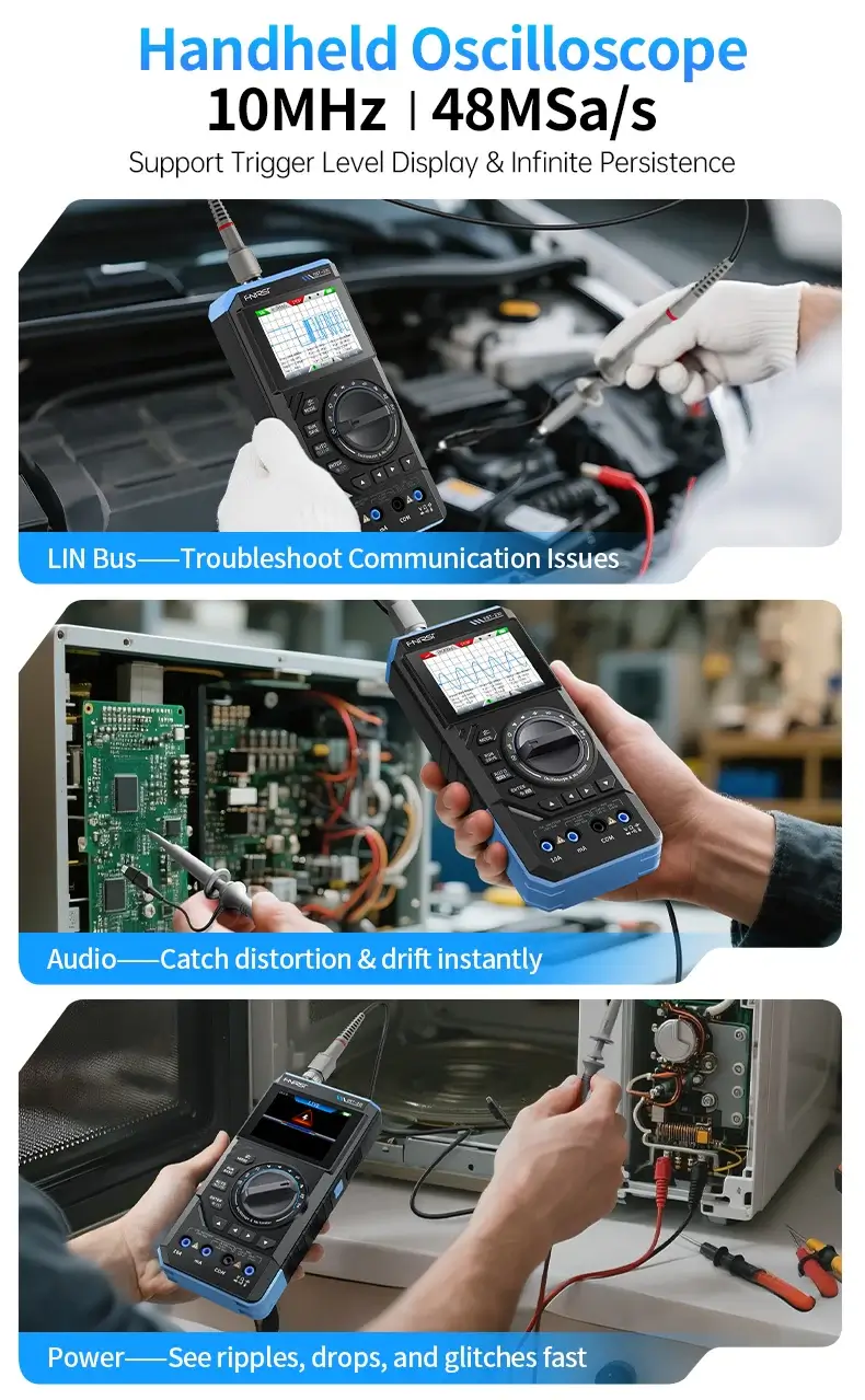 Máy đo hiện sóng FNIRSI® DST-210 Handheld 3-IN-1 Multimeter Oscilloscope Signal Generator