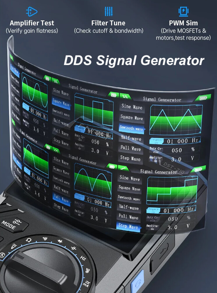 Máy đo hiện sóng FNIRSI® DST-201 Handheld 3-IN-1 Multimeter Oscilloscope Signal Generator