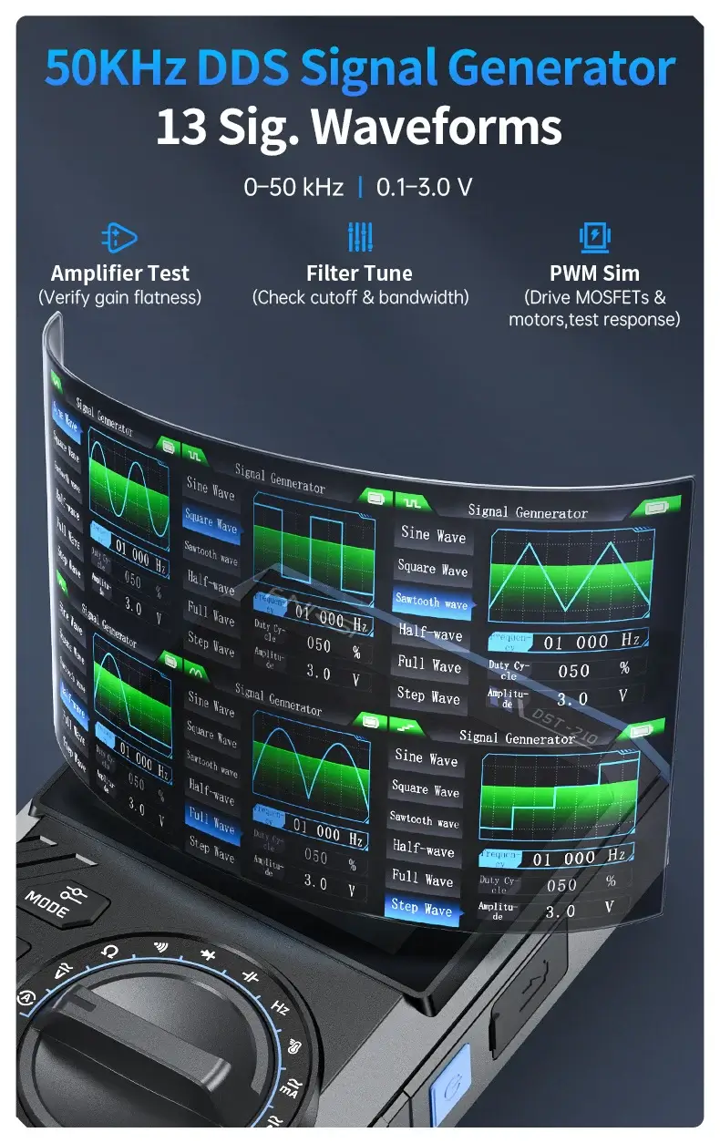 Máy đo hiện sóng FNIRSI® DST-210 Handheld 3-IN-1 Multimeter Oscilloscope Signal Generator