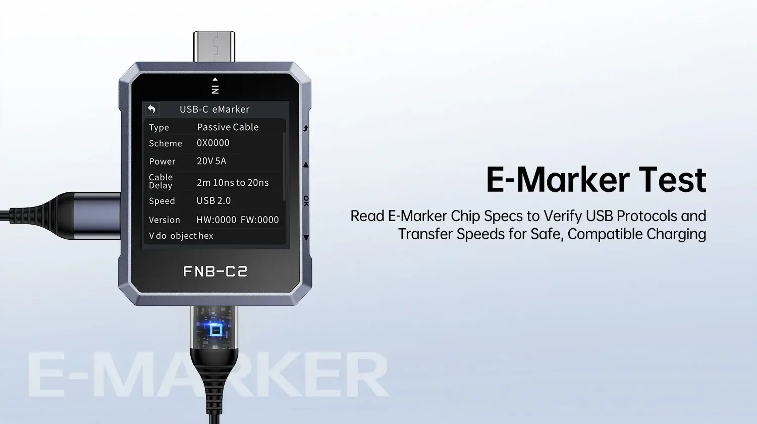 Đo dòng áp, công suất cổng USB đa năng FNIRSI® FNB-C2 USB PD 3.1 Type-C Fast Charging Tester