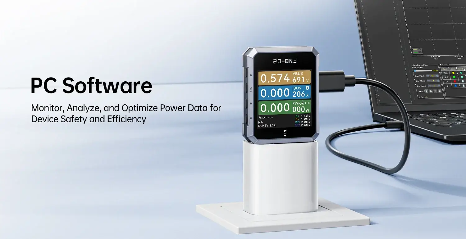 Đo dòng áp, công suất cổng USB đa năng FNIRSI® FNB-C2 USB PD 3.1 Type-C Fast Charging Tester