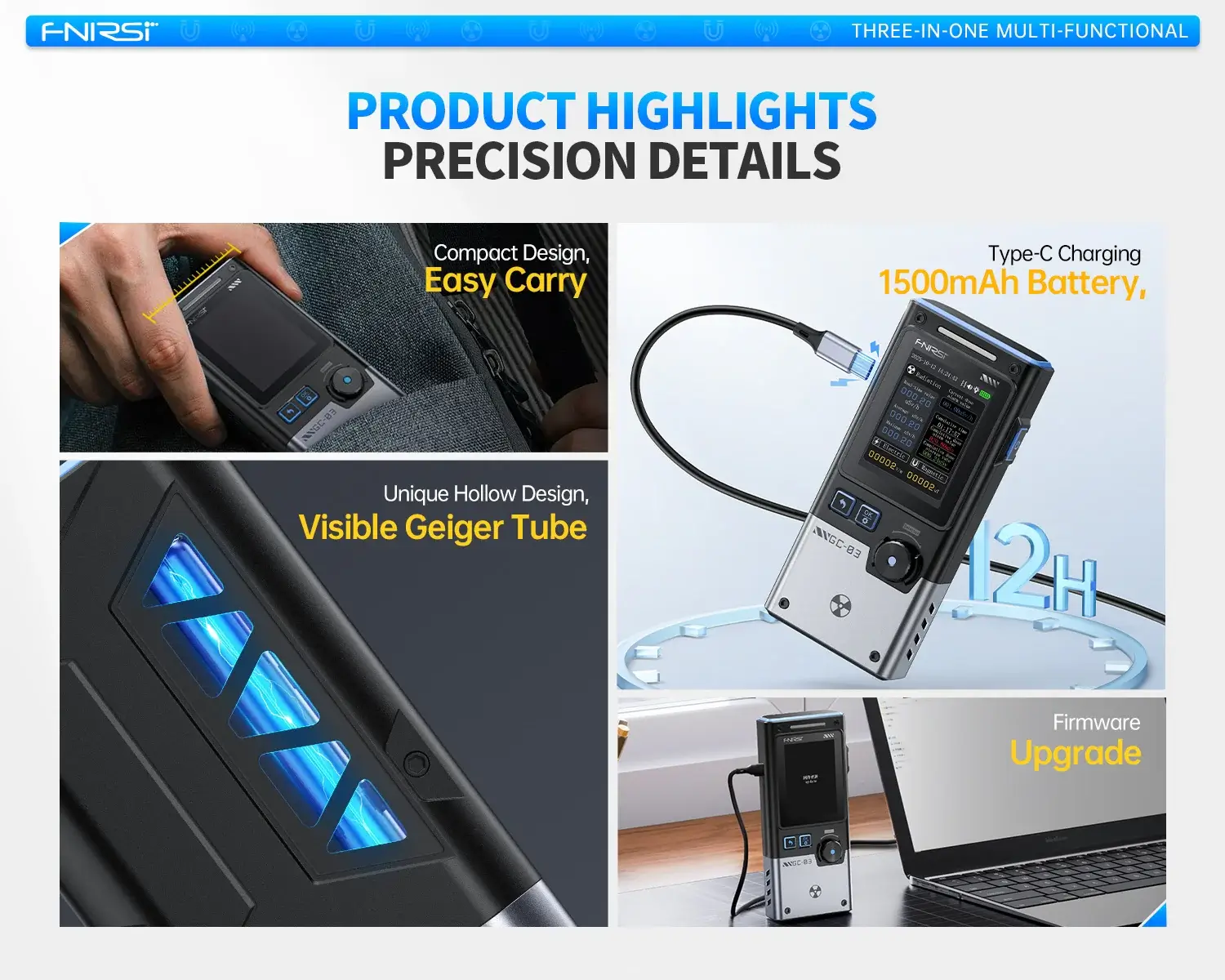 Máy đo bức xạ FNIRSI® GC-03 Multifunctional Radiation Detector