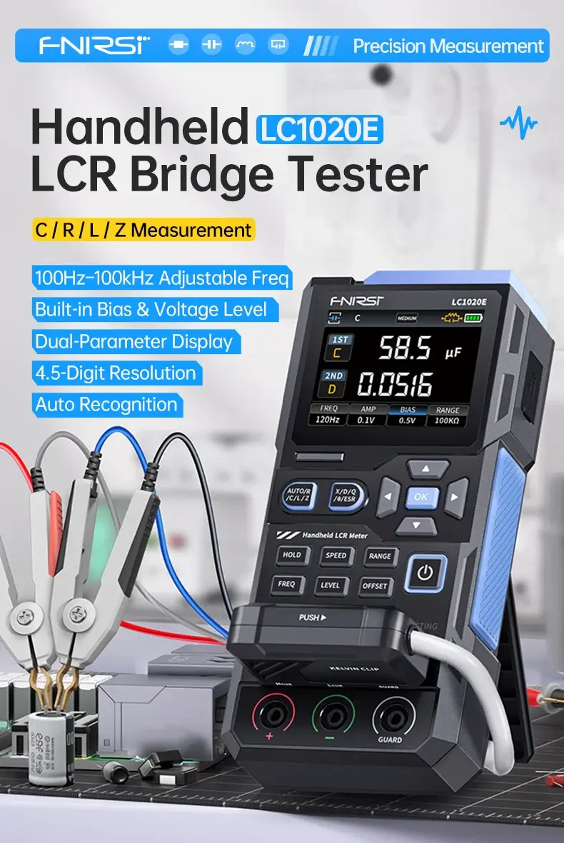 Máy đo linh kiện FNIRSI® LC1020E High Precision Handheld Digital Bridge LCR ESR Tester