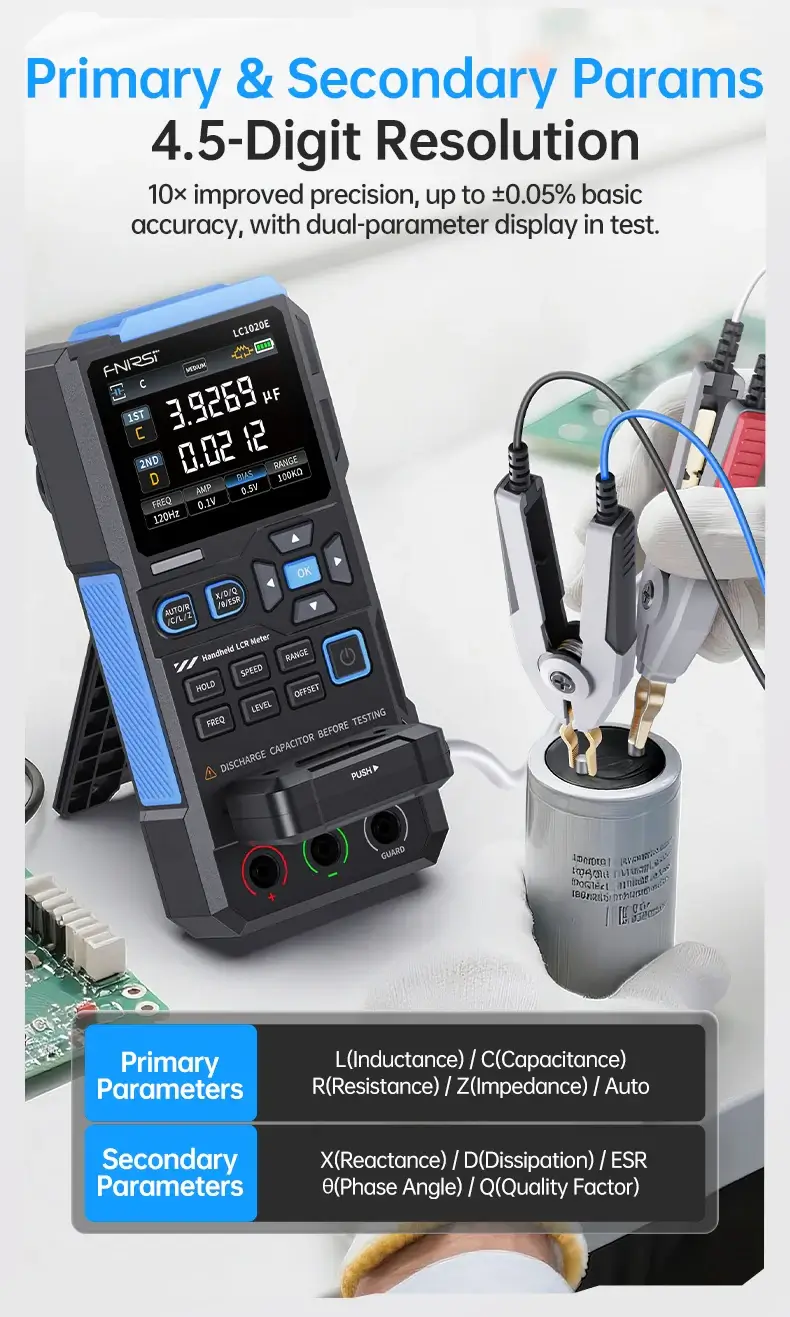 Máy đo linh kiện FNIRSI® LC1020E High Precision Handheld Digital Bridge LCR ESR Tester