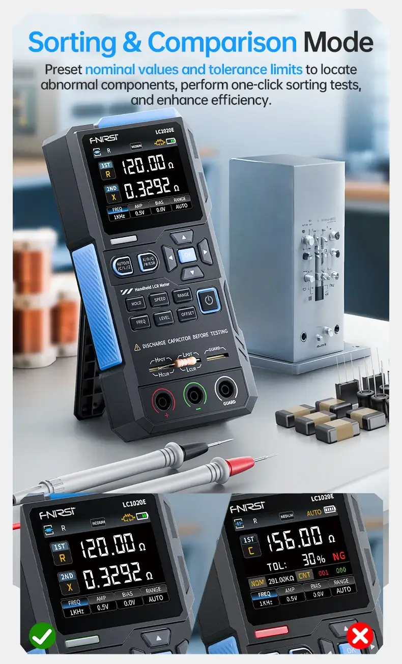Máy đo linh kiện FNIRSI® LC1020E High Precision Handheld Digital Bridge LCR ESR Tester