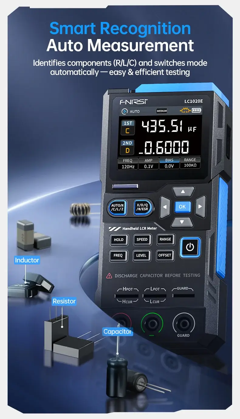Máy đo linh kiện FNIRSI® LC1020E High Precision Handheld Digital Bridge LCR ESR Tester