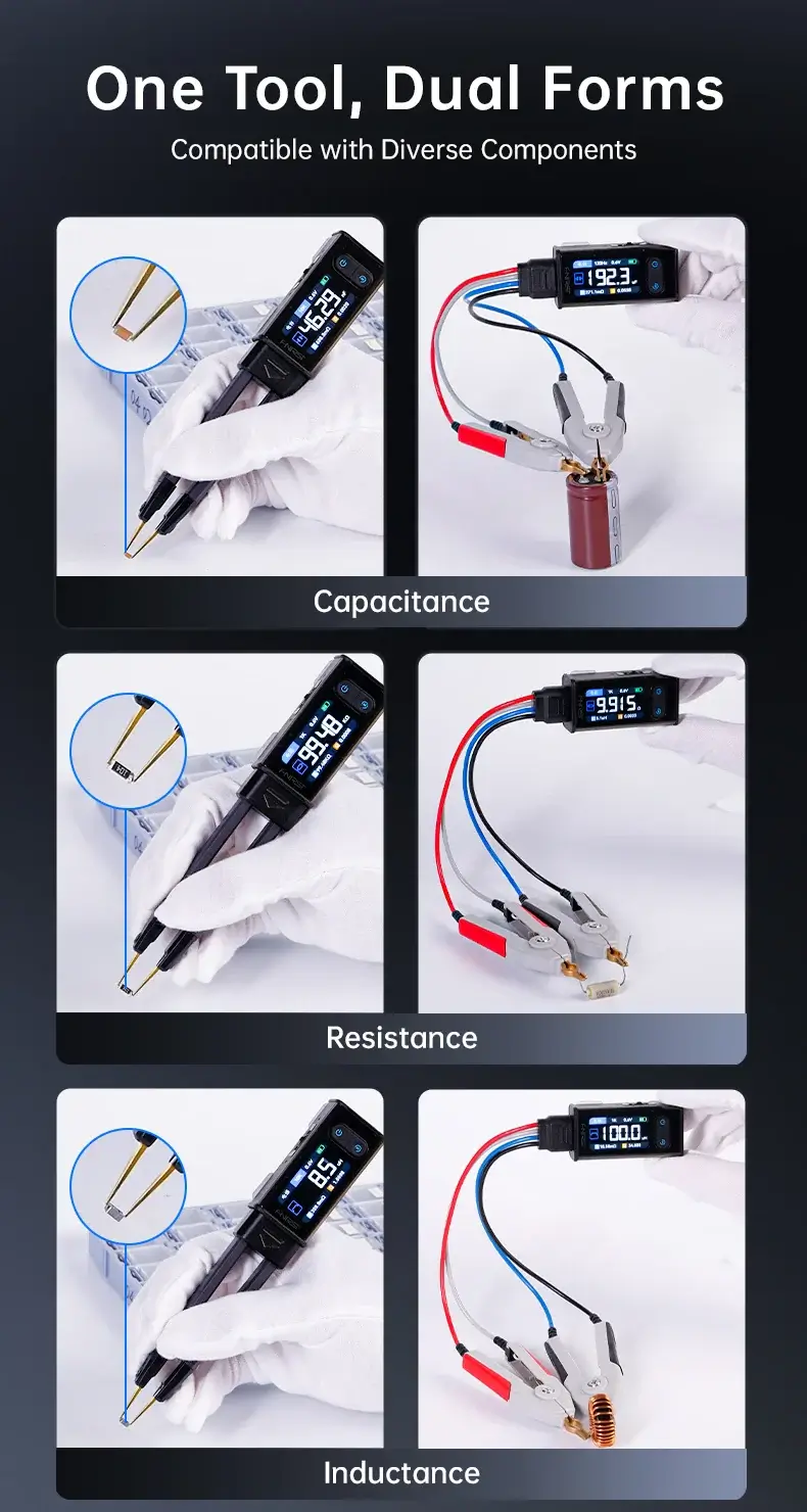 Máy đo linh kiện dán FNIRSI® LCR-ST2 100K LCR ESR Meter 2-in-1 Digital Tweezers Bridge
