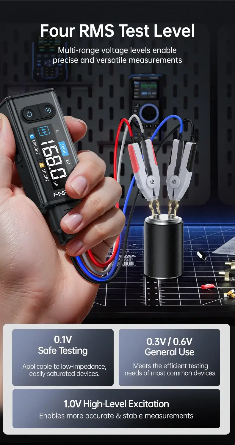 Máy đo linh kiện dán FNIRSI® LCR-ST2 100K LCR ESR Meter 2-in-1 Digital Tweezers Bridge