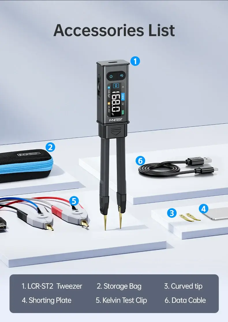 Máy đo linh kiện dán FNIRSI® LCR-ST2 100K LCR ESR Meter 2-in-1 Digital Tweezers Bridge