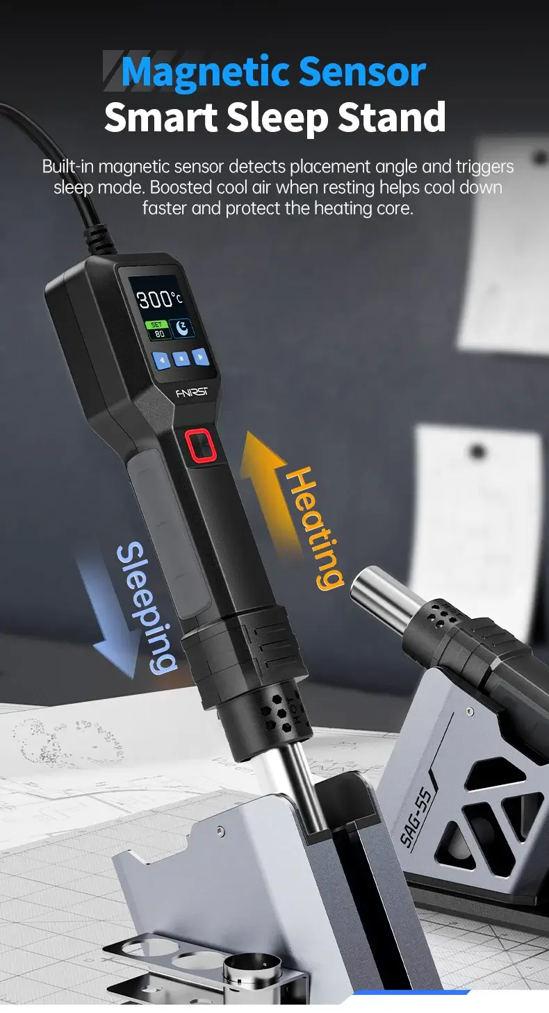 Máy Khò Nhiệt Thông Minh FNIRSI® SAG-55 Pro Intelligent 550W Hot Air Gun