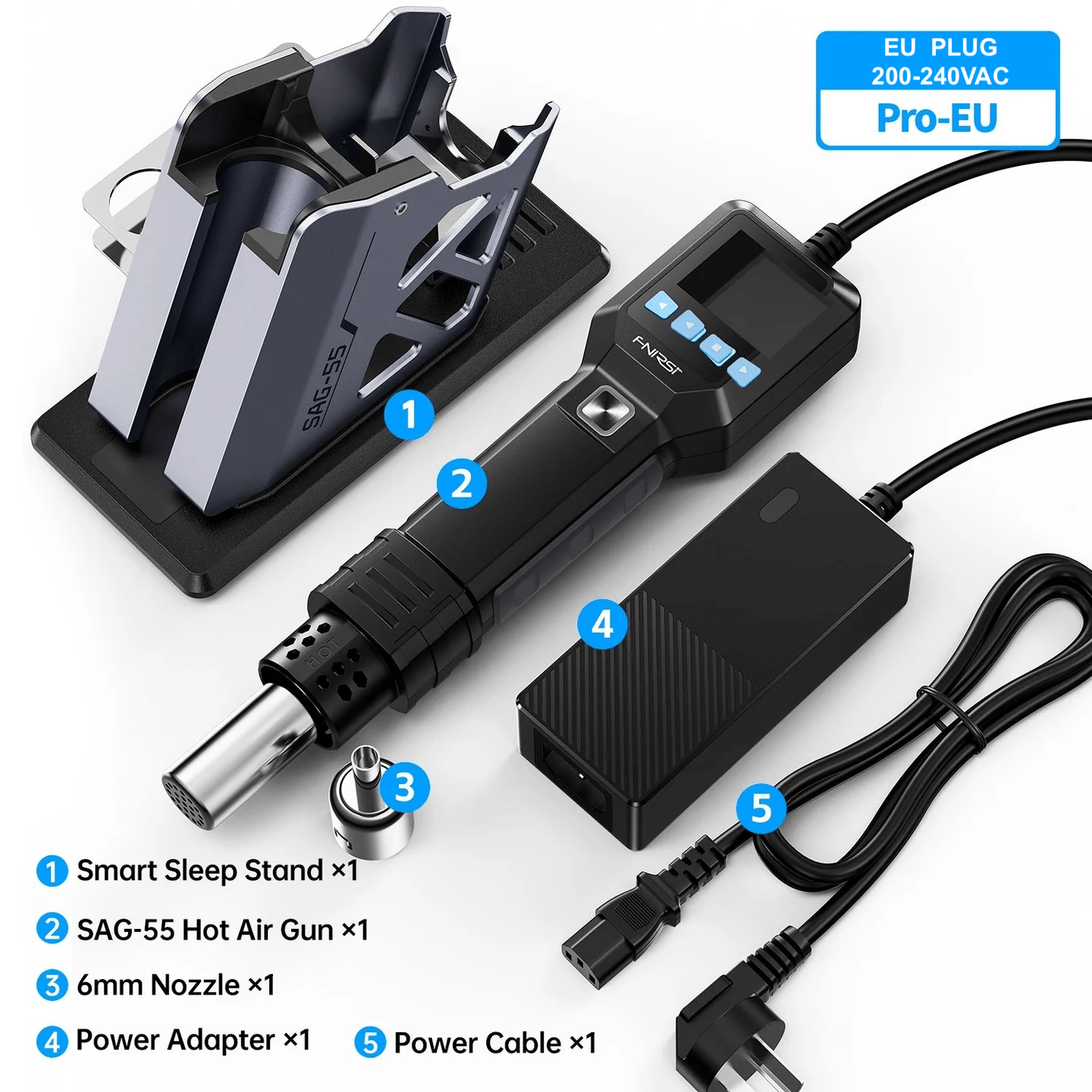 Máy Khò Nhiệt Thông Minh FNIRSI® SAG-55 Pro Intelligent 550W Hot Air Gun