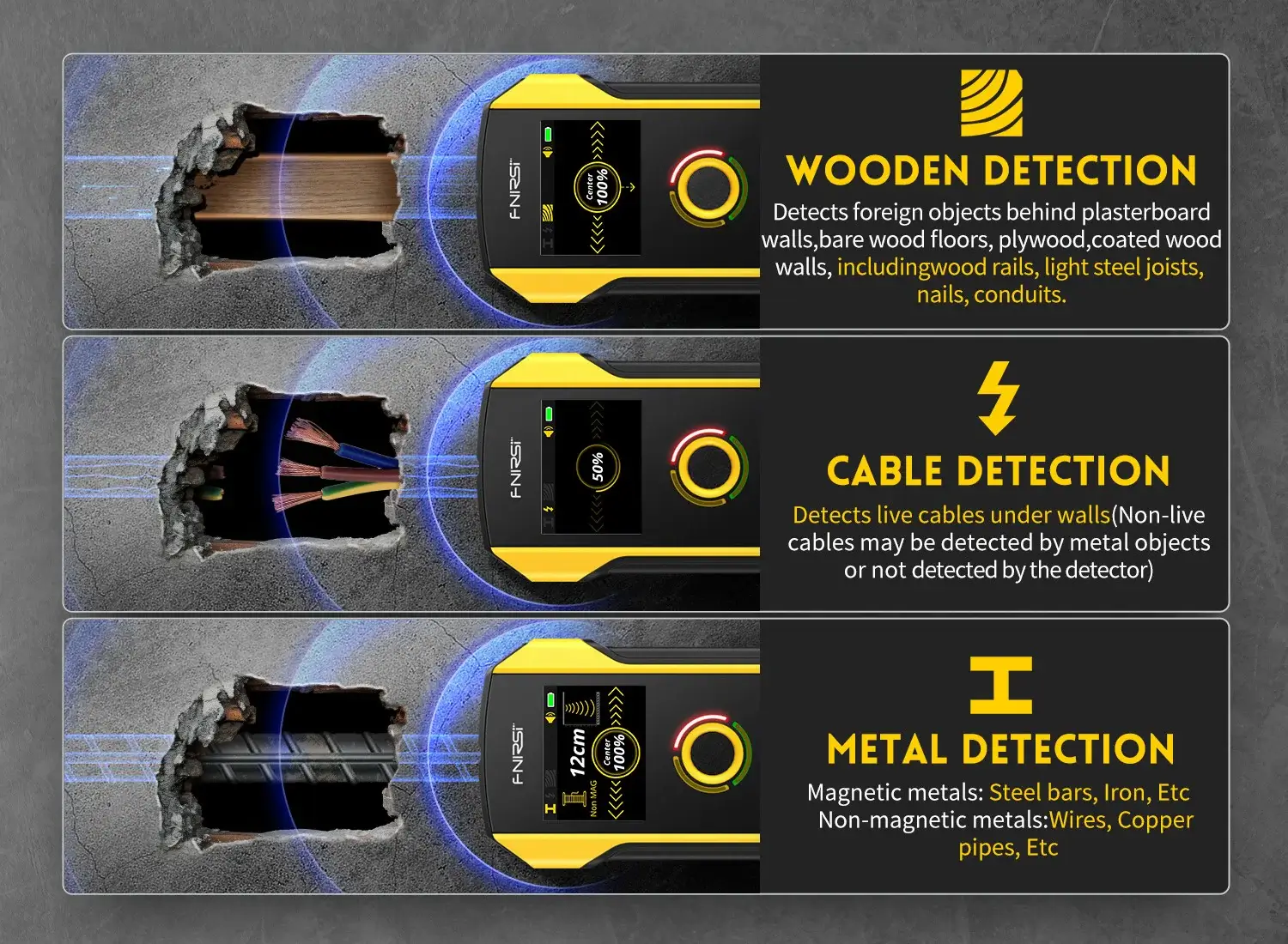 Máy dò quét âm tường FNIRSI® WD-02 Wall Detector Scanner