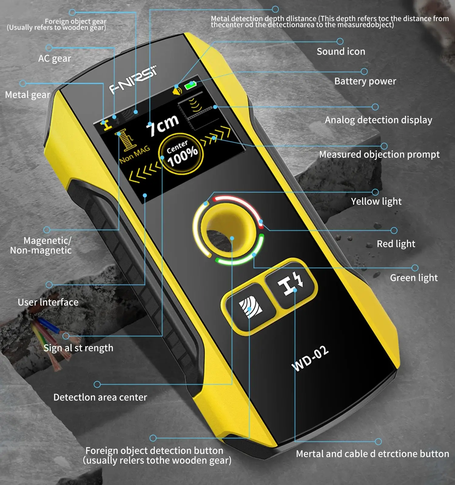 Máy dò quét âm tường FNIRSI® WD-02 Wall Detector Scanner