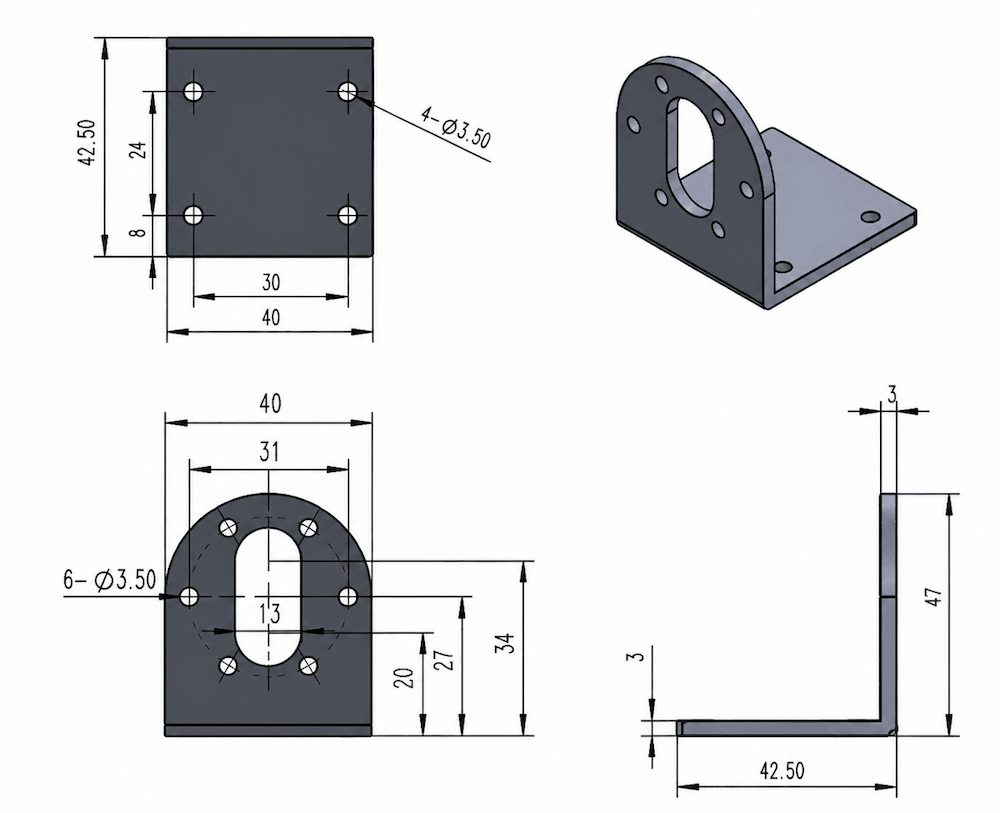 Gá bắt kim loại cho động cơ đường kính 37mm DC Geared Motor Mounting Bracket