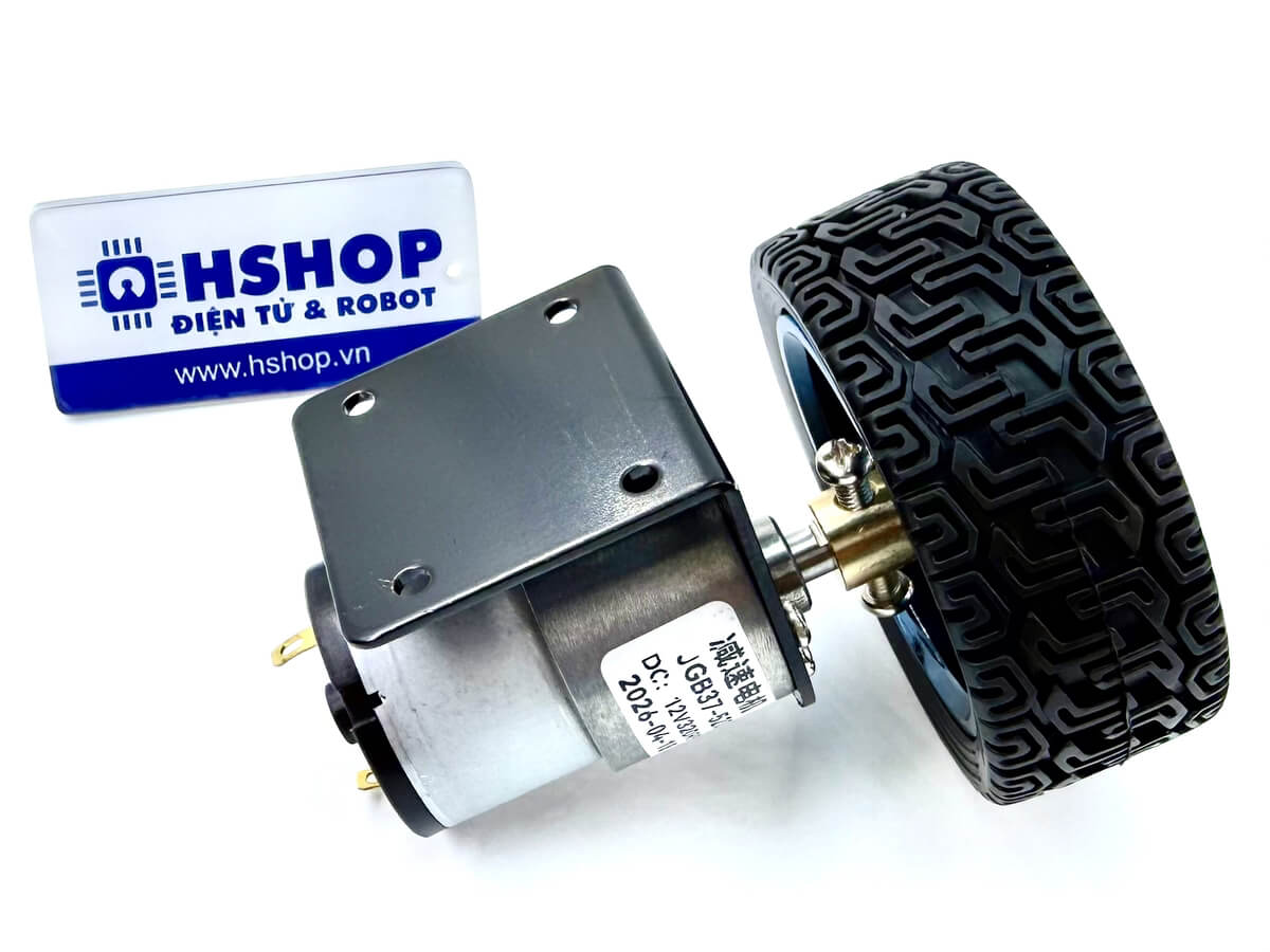 Bộ động Cơ DC giảm tốc GB37-520 kèm gá bắt và bánh xe