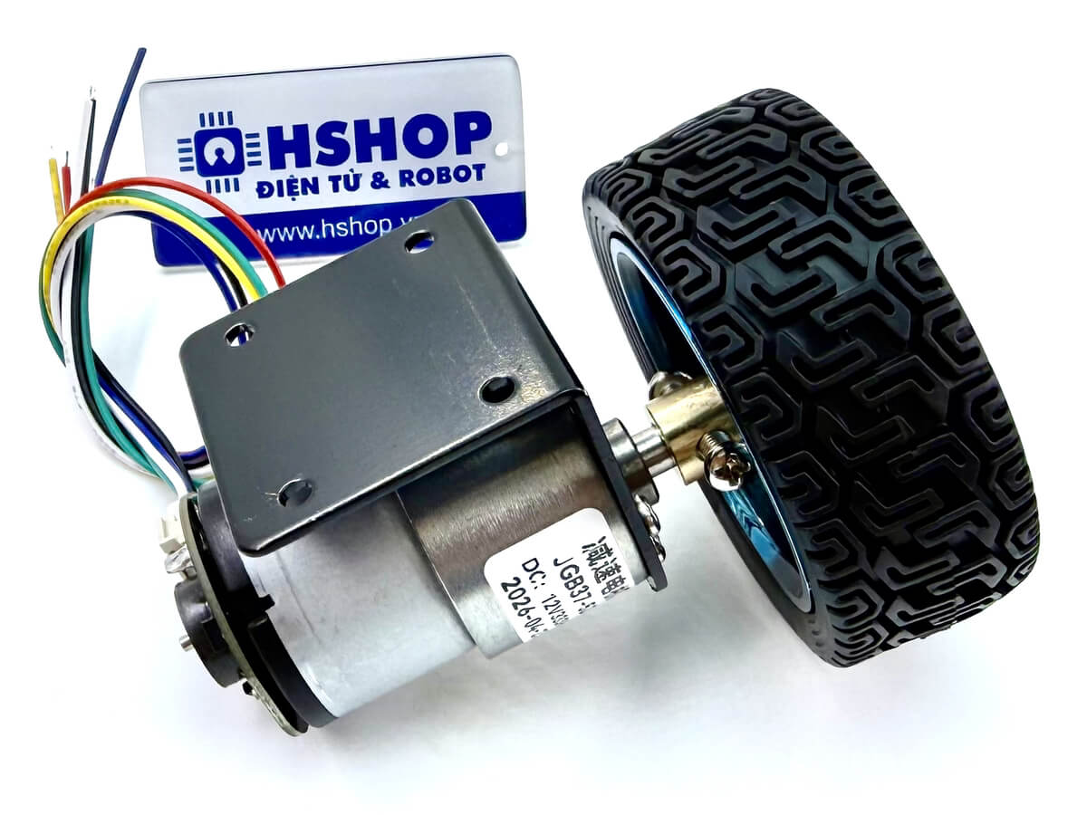 Bộ động cơ GB37-520 DC Servo kèm gá bắt và bánh xe