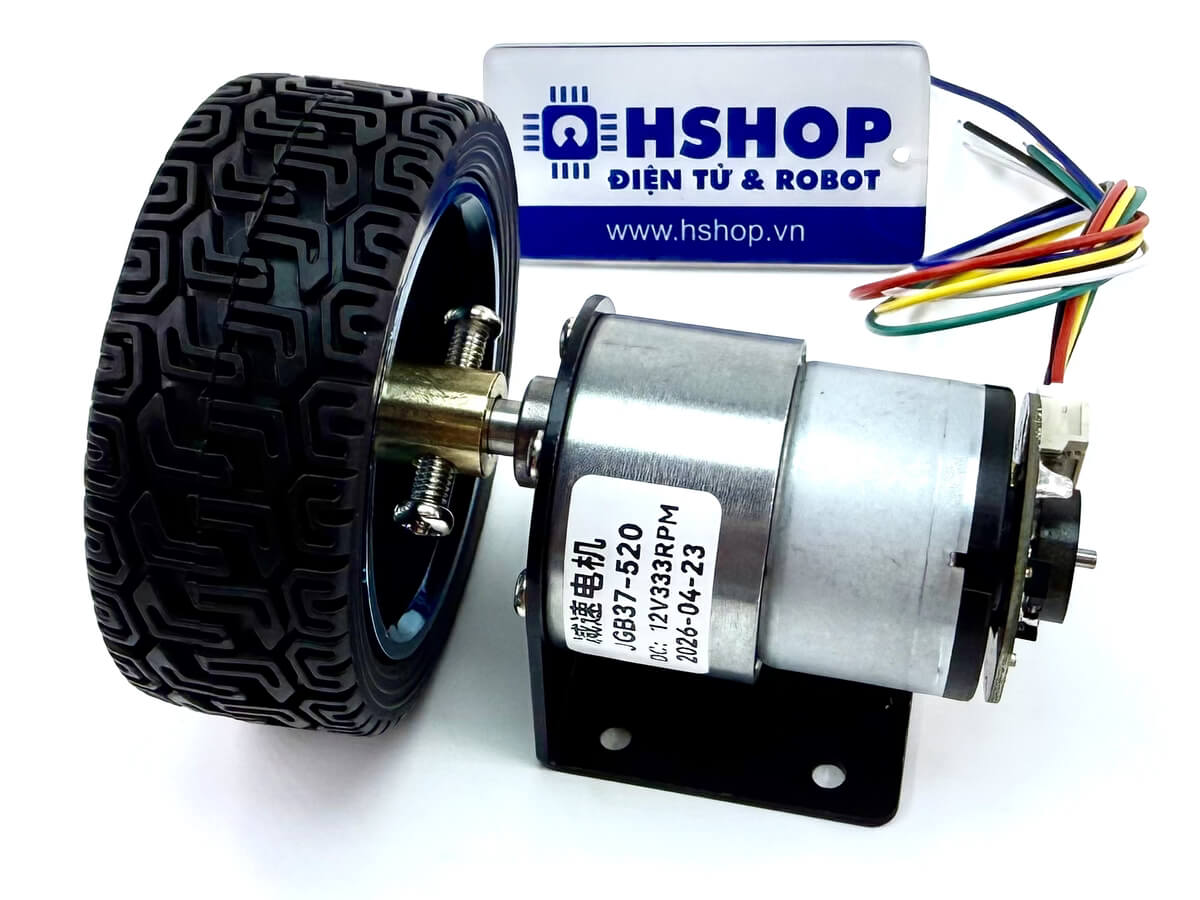 Bộ động cơ GB37-520 DC Servo kèm gá bắt và bánh xe
