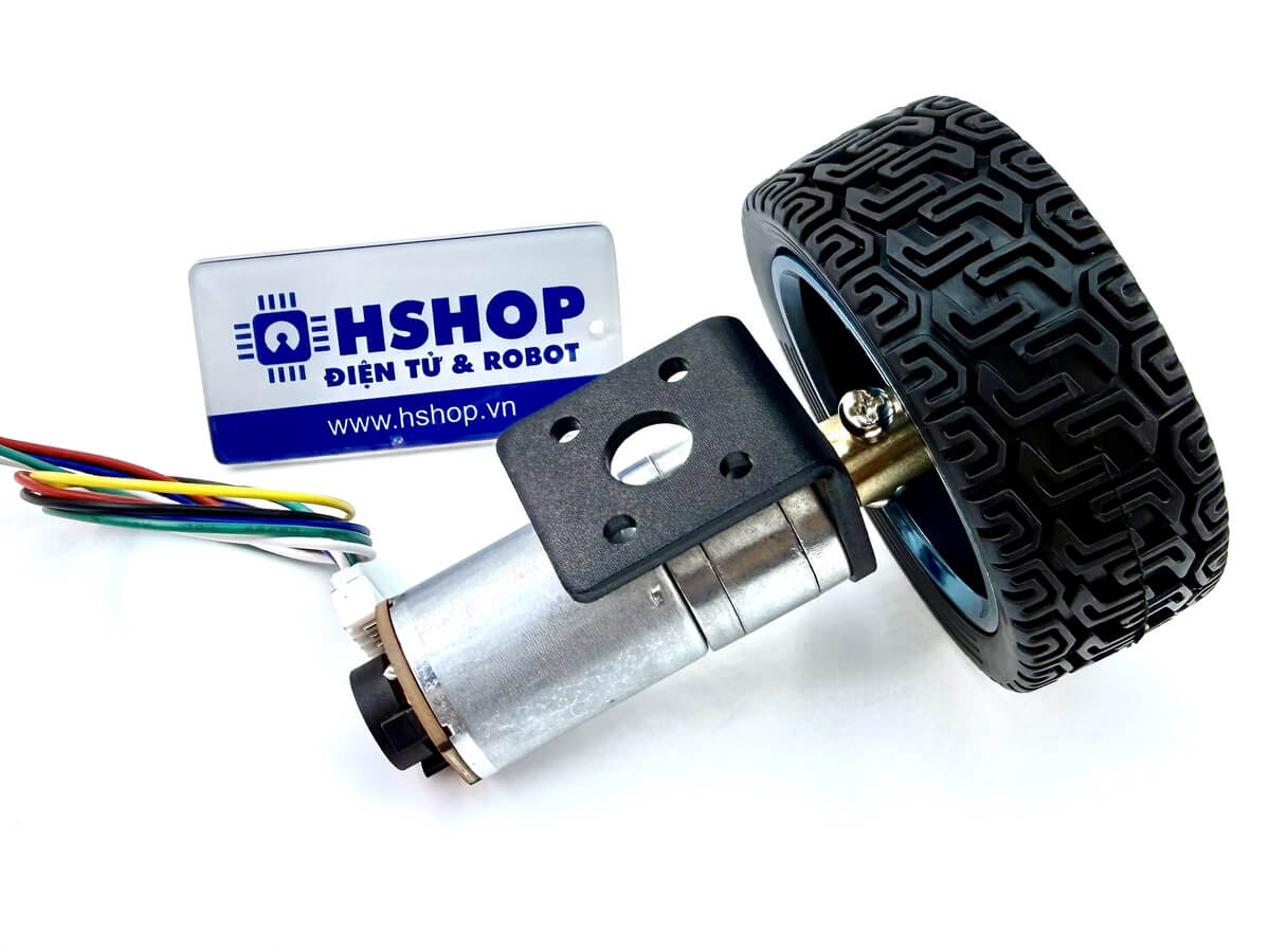 Bộ động cơ GA25-370 DC Servo kèm gá bắt và bánh xe