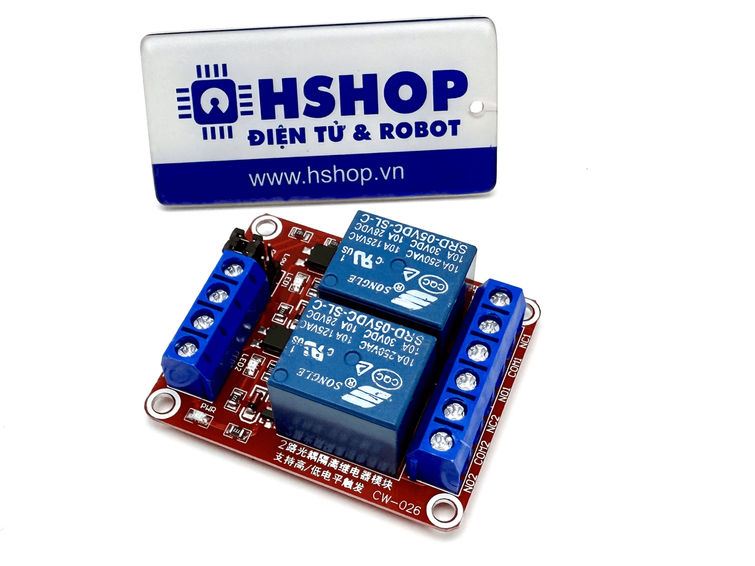 Mạch 2 Relay Opto cách ly chọn mức kích H/L 5V/12V/24VDC