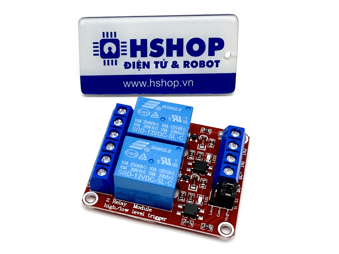 Mạch 2 Relay Opto cách ly chọn mức kích H/L 5V/12V/24VDC