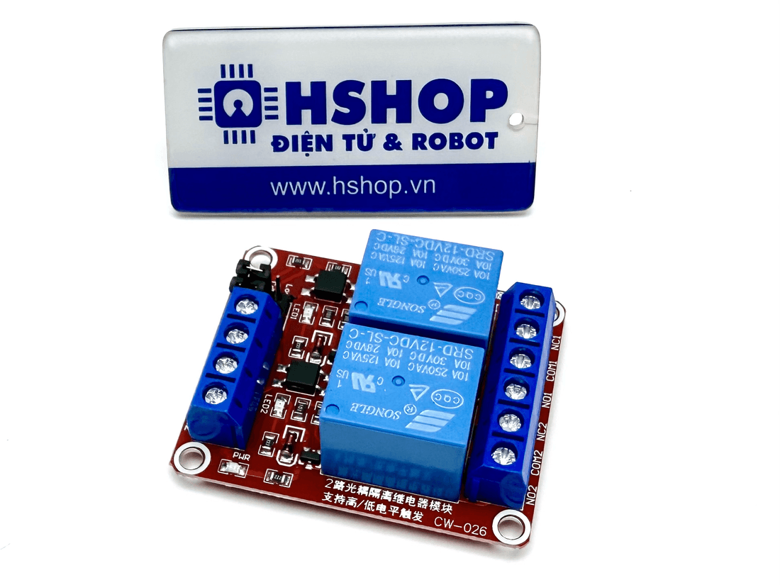 Mạch 2 Relay Opto cách ly chọn mức kích H/L 5V/12V/24VDC