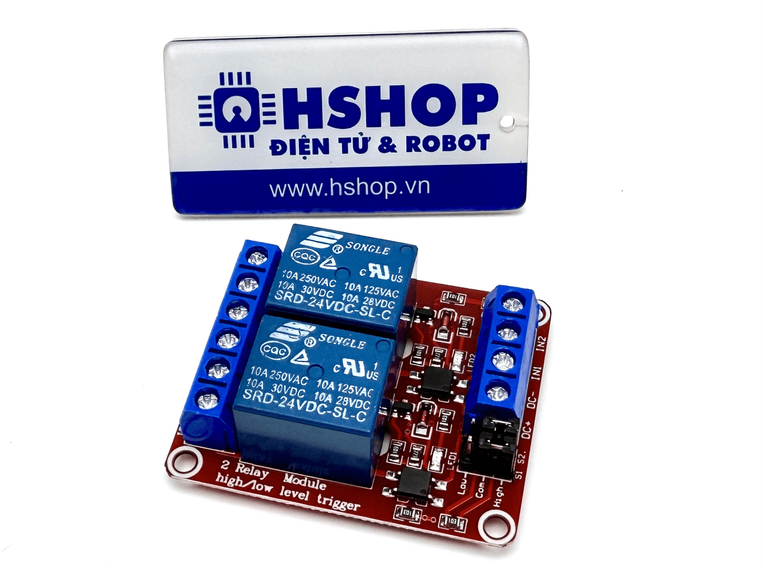 Mạch 2 Relay Opto cách ly chọn mức kích H/L 5V/12V/24VDC