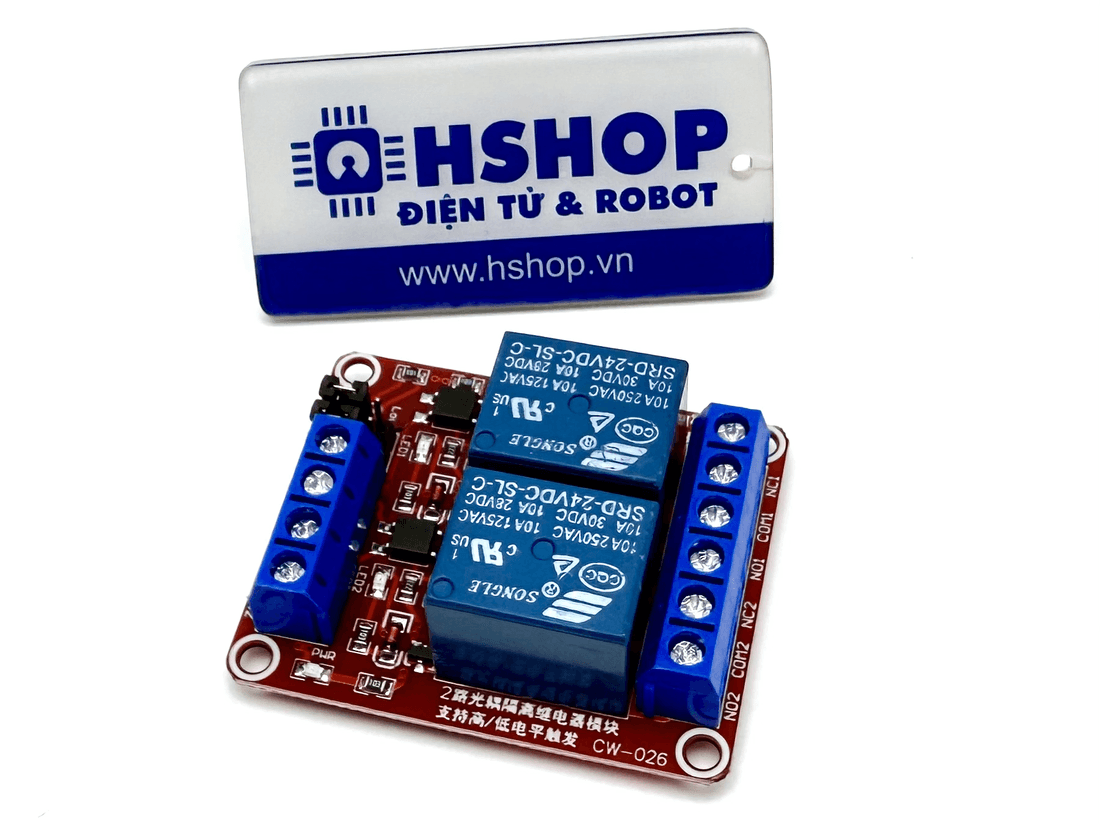 Mạch 2 Relay Opto cách ly chọn mức kích H/L 5V/12V/24VDC
